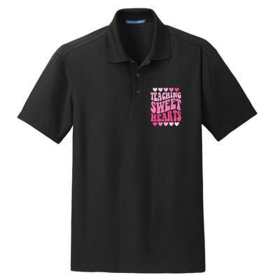 Teaching Sweet Hearts Cute Valentines Day Teacher Dry Zone Grid Polo