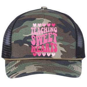 Teaching Sweet Hearts Cute Valentines Day Teacher Retro Rope Trucker Hat Cap