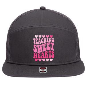 Teaching Sweet Hearts Cute Valentines Day Teacher 7 Panel Mesh Trucker Snapback Hat