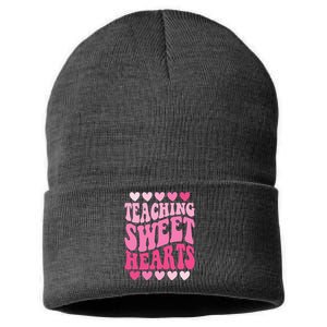 Teaching Sweet Hearts Cute Valentines Day Teacher Sustainable Knit Beanie