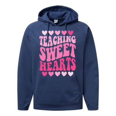 Teaching Sweet Hearts Cute Valentines Day Teacher Performance Fleece Hoodie