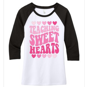 Teaching Sweet Hearts Cute Valentines Day Teacher Women's Tri-Blend 3/4-Sleeve Raglan Shirt