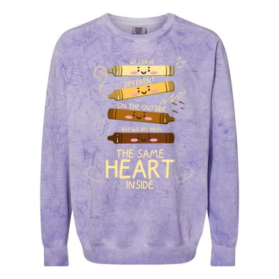 The Same Heart Inside Black History Melanin Gift Colorblast Crewneck Sweatshirt