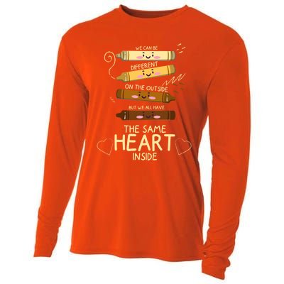 The Same Heart Inside Black History Melanin Gift Cooling Performance Long Sleeve Crew