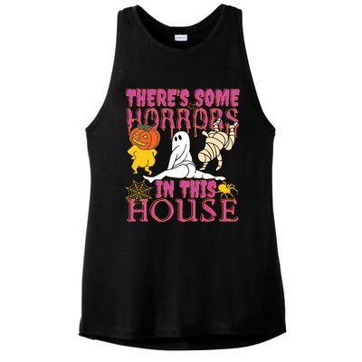 Theres Some Horrors In This House Ghost Pumpkin Halloween Ladies PosiCharge Tri-Blend Wicking Tank