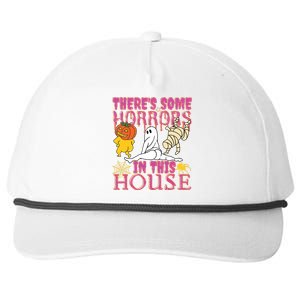 Theres Some Horrors In This House Ghost Pumpkin Halloween Snapback Five-Panel Rope Hat