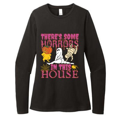 Theres Some Horrors In This House Ghost Pumpkin Halloween Womens CVC Long Sleeve Shirt