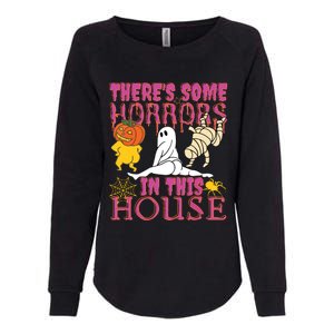 Theres Some Horrors In This House Ghost Pumpkin Halloween Womens California Wash Sweatshirt