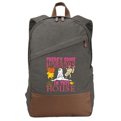 Theres Some Horrors In This House Ghost Pumpkin Halloween Cotton Canvas Backpack