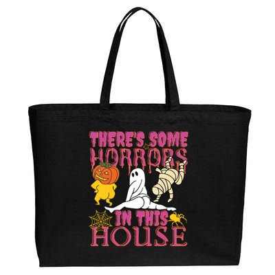 Theres Some Horrors In This House Ghost Pumpkin Halloween Cotton Canvas Jumbo Tote