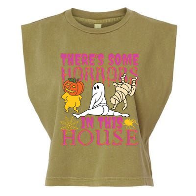 Theres Some Horrors In This House Ghost Pumpkin Halloween Garment-Dyed Women's Muscle Tee