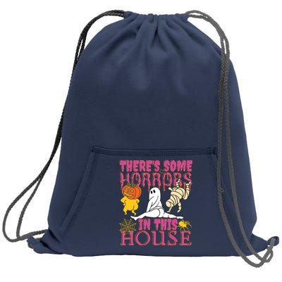 Theres Some Horrors In This House Ghost Pumpkin Halloween Sweatshirt Cinch Pack Bag