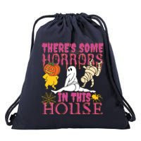 Theres Some Horrors In This House Ghost Pumpkin Halloween Drawstring Bag