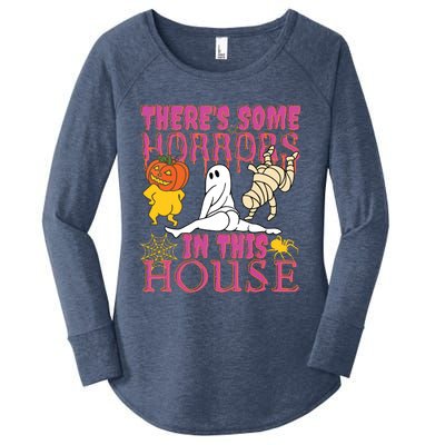 Theres Some Horrors In This House Ghost Pumpkin Halloween Women's Perfect Tri Tunic Long Sleeve Shirt