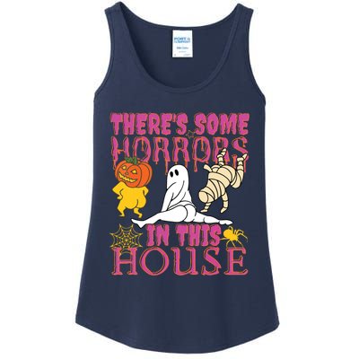 Theres Some Horrors In This House Ghost Pumpkin Halloween Ladies Essential Tank