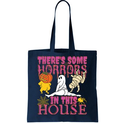 Theres Some Horrors In This House Ghost Pumpkin Halloween Tote Bag