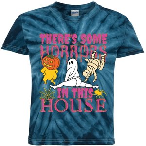 Theres Some Horrors In This House Ghost Pumpkin Halloween Kids Tie-Dye T-Shirt