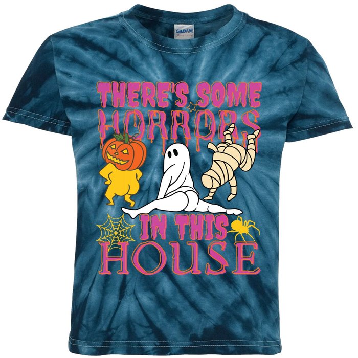 Theres Some Horrors In This House Ghost Pumpkin Halloween Kids Tie-Dye T-Shirt