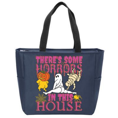 Theres Some Horrors In This House Ghost Pumpkin Halloween Zip Tote Bag