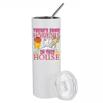 Theres Some Horrors In This House Ghost Pumpkin Halloween Stainless Steel Tumbler