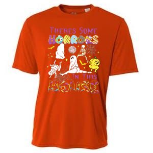 Theres Some Horrors In This House Ghost Pumpkin Halloween Cooling Performance Crew T-Shirt