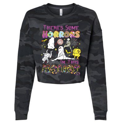 Theres Some Horrors In This House Ghost Pumpkin Halloween Cropped Pullover Crew