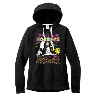 Theres Some Horrors In This House Ghost Pumpkin Halloween Women's Fleece Hoodie