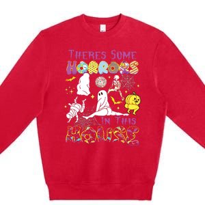 Theres Some Horrors In This House Ghost Pumpkin Halloween Premium Crewneck Sweatshirt