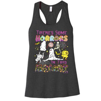 Theres Some Horrors In This House Ghost Pumpkin Halloween Women's Racerback Tank