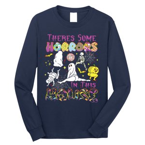 Theres Some Horrors In This House Ghost Pumpkin Halloween Long Sleeve Shirt