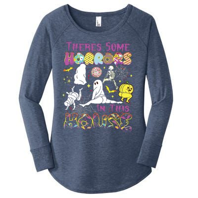 Theres Some Horrors In This House Ghost Pumpkin Halloween Women's Perfect Tri Tunic Long Sleeve Shirt