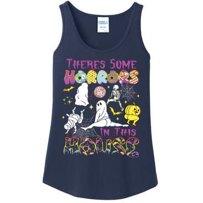 Theres Some Horrors In This House Ghost Pumpkin Halloween Ladies Essential Tank