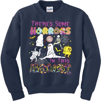 Theres Some Horrors In This House Ghost Pumpkin Halloween Kids Sweatshirt