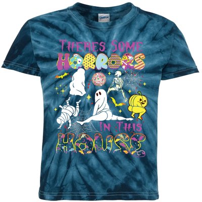 Theres Some Horrors In This House Ghost Pumpkin Halloween Kids Tie-Dye T-Shirt