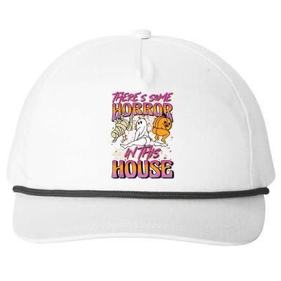 Theres Some Horrors In This House Ghost Pumpkin Halloween Snapback Five-Panel Rope Hat