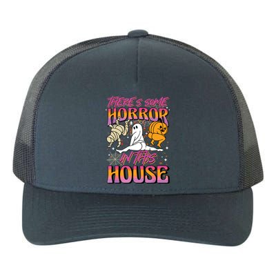 Theres Some Horrors In This House Ghost Pumpkin Halloween Yupoong Adult 5-Panel Trucker Hat