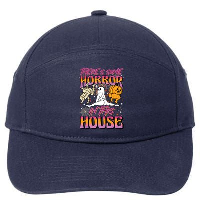 Theres Some Horrors In This House Ghost Pumpkin Halloween 7-Panel Snapback Hat