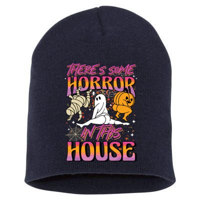 Theres Some Horrors In This House Ghost Pumpkin Halloween Short Acrylic Beanie