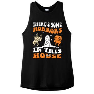 Theres Some Horrors In This House Ghost Pumpkin Halloween Ladies PosiCharge Tri-Blend Wicking Tank