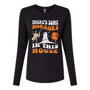 Theres Some Horrors In This House Ghost Pumpkin Halloween Womens Cotton Relaxed Long Sleeve T-Shirt