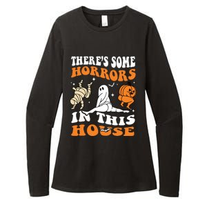 Theres Some Horrors In This House Ghost Pumpkin Halloween Womens CVC Long Sleeve Shirt