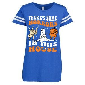 Theres Some Horrors In This House Ghost Pumpkin Halloween Enza Ladies Jersey Football T-Shirt