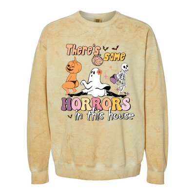 Theres Some Horrors In This House Ghost Pumpkin Halloween Colorblast Crewneck Sweatshirt