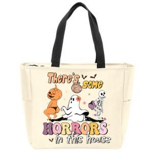 Theres Some Horrors In This House Ghost Pumpkin Halloween Zip Tote Bag