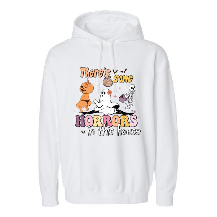 Theres Some Horrors In This House Ghost Pumpkin Halloween Garment-Dyed Fleece Hoodie