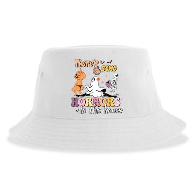 Theres Some Horrors In This House Ghost Pumpkin Halloween Sustainable Bucket Hat