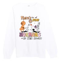 Theres Some Horrors In This House Ghost Pumpkin Halloween Premium Crewneck Sweatshirt