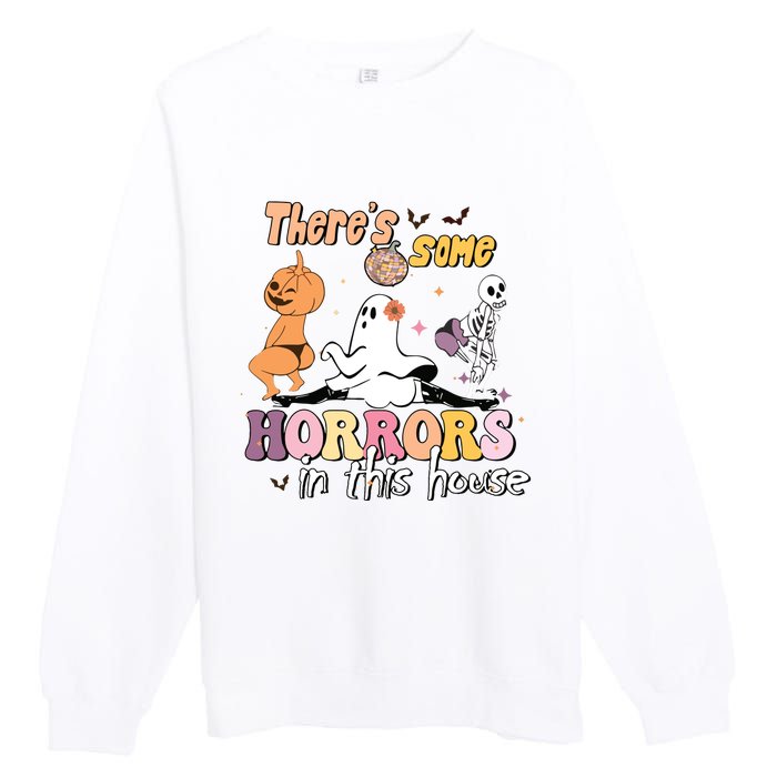 Theres Some Horrors In This House Ghost Pumpkin Halloween Premium Crewneck Sweatshirt