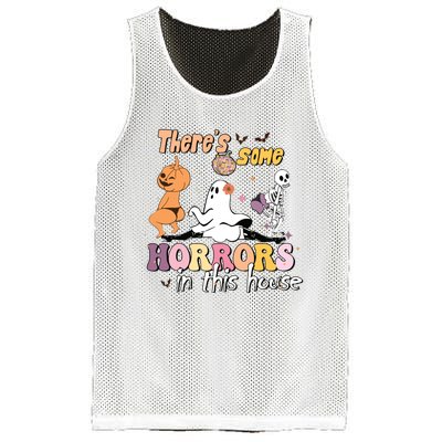 Theres Some Horrors In This House Ghost Pumpkin Halloween Mesh Reversible Basketball Jersey Tank