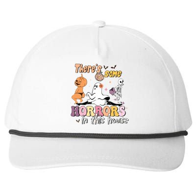 Theres Some Horrors In This House Ghost Pumpkin Halloween Snapback Five-Panel Rope Hat